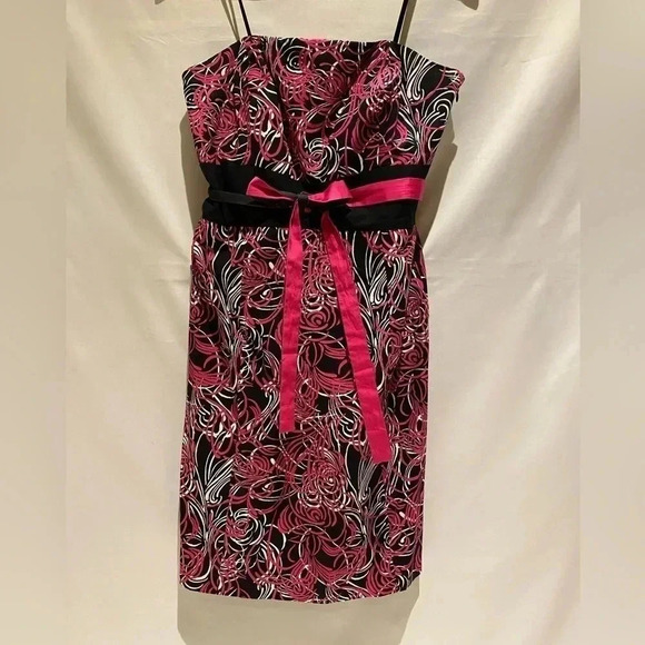 Ann Taylor LOFT Black and Hot Pink Strapless Dress, size 10 - Picture 1 of 8